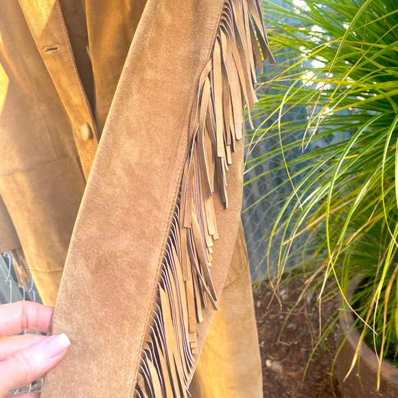 CAROLE LITTLE 💯 SUEDE LEATHER FRINGE COAT - Picture 4 of 7